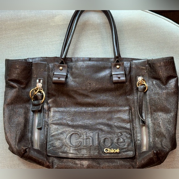 Authentic Chloe Elcipse Tote Bag with perfect carrrying straps drkbrown leather - Picture 16 of 16